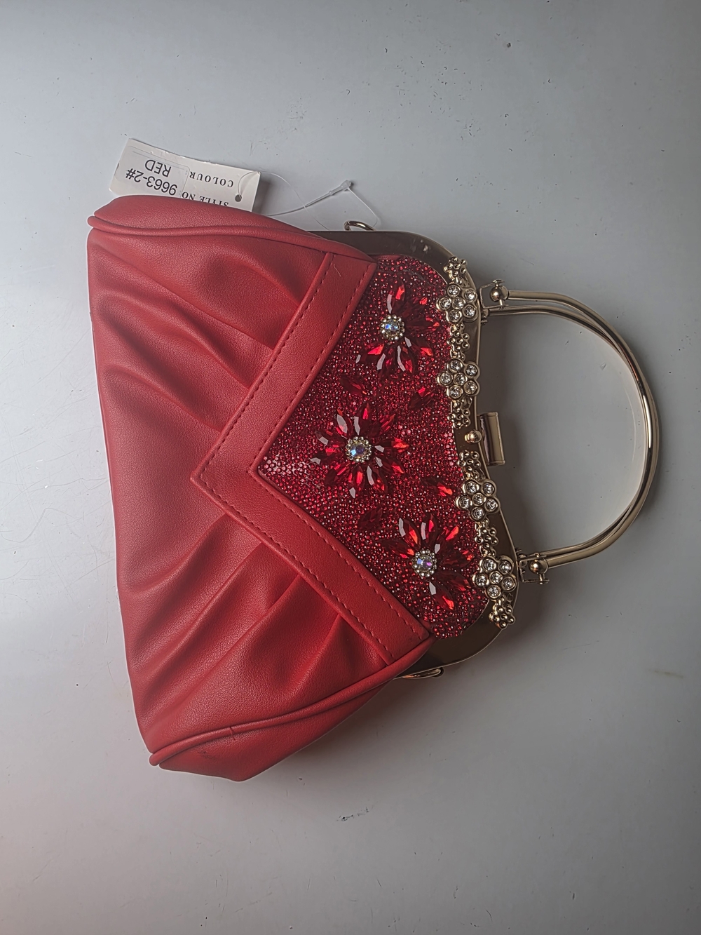 Red Embellished Evening Handbag